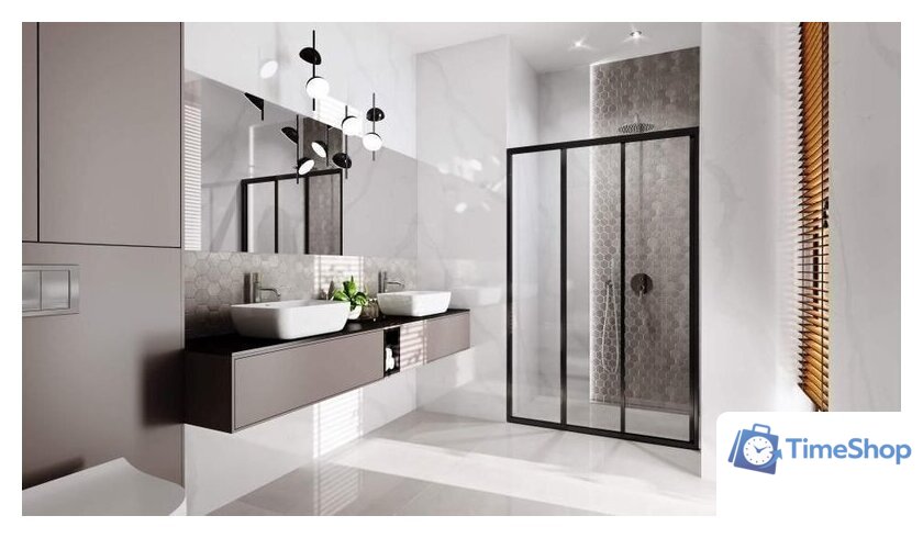 Душевая дверь Rea Alex 90 (черный/прозрачное стекло) - Изображение №7 — Интернет-магазин Time-Shop