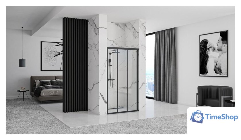 Душевая дверь Rea Alex 90 (черный/прозрачное стекло) - Изображение №6 — Интернет-магазин Time-Shop