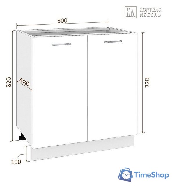 Шкаф напольный Кортекс-мебель Корнелия Лира НШ80р (дуб сонома/королевский опал) - Изображение №3 — Интернет-магазин Time-Shop