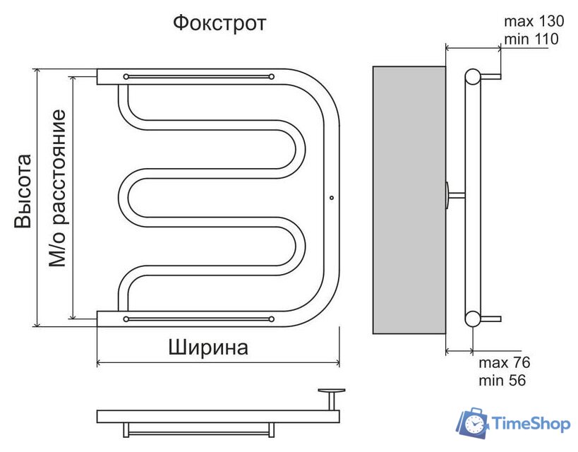 Полотенцесушитель TERMINUS Фокстрот AISI 32x2 (500x700) - Изображение №3 — Интернет-магазин Time-Shop