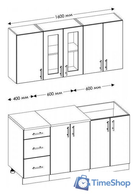 Готовая кухня Senira Вяселка 2/1 1.6м - Изображение №2 — Интернет-магазин Time-Shop