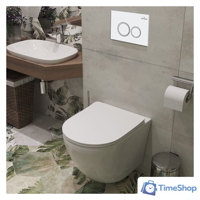 Унитаз подвесной Roxen Antares в комплекте с инсталляцией StounFix Dual Fresh 6 в 1 501057 (кнопка: белый глянец) - Изображение №10 — Интернет-магазин Time-Shop