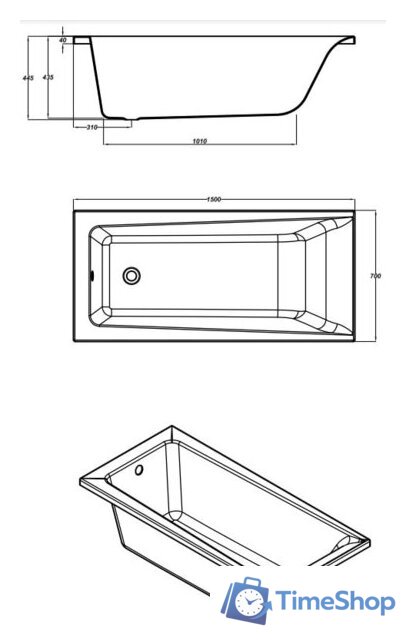 Ванна Cersanit Lorena 150x70 (с каркасом и экраном) - Изображение №3 — Интернет-магазин Time-Shop