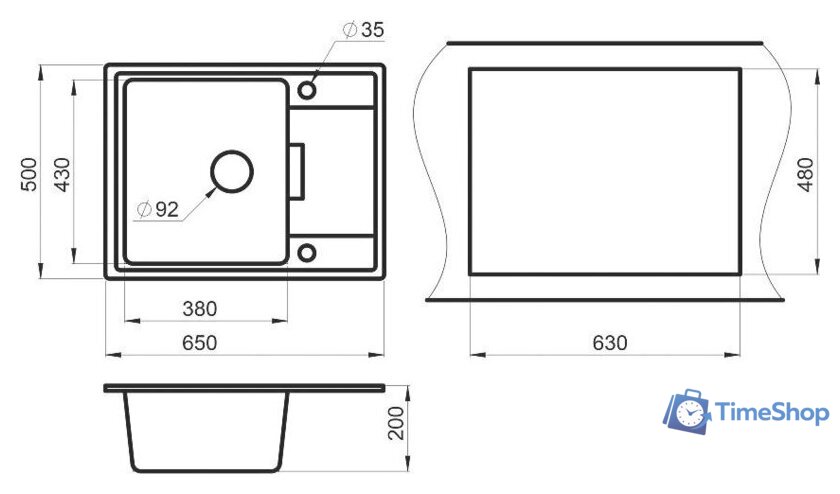 Кухонная мойка Granula GR-6503 (алюминиум) - Изображение №3 — Интернет-магазин Time-Shop