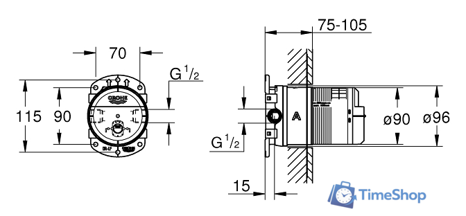 Монтажная коробка Grohe Rainshower 26483000 - Изображение №3 — Интернет-магазин Time-Shop