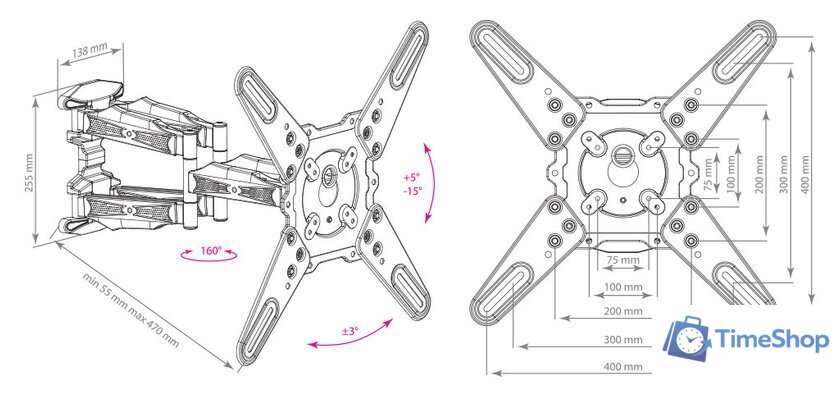 Кронштейн для телевизора Kromax ATLANTIS-45 (темно-серый) - Изображение №3 — Интернет-магазин Time-Shop