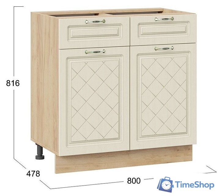 Шкаф напольный Трия Бьянка 1Н8Я1 (дуб крафт золотой/дуб ваниль) - Изображение №2 — Интернет-магазин Time-Shop