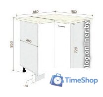 Шкаф напольный Кортекс-мебель Корнелия Лира НШУ угловой (дуб сонома/королевский опал) - Изображение №5 — Интернет-магазин Time-Shop