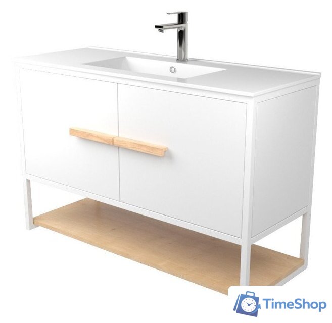  Дабер Тумба под умывальник 008 WeltWasser Deilbach 7517-100 Т8.10W.1.5 (белый/дуб гамильтон натуральный) - Изображение №1 — Интернет-магазин Time-Shop