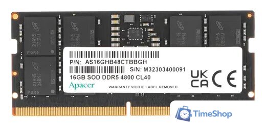 Оперативная память Apacer 16ГБ DDR5 SODIMM 4800 МГц AS16GHB48CTBBGH - Изображение №1 — Интернет-магазин Time-Shop
