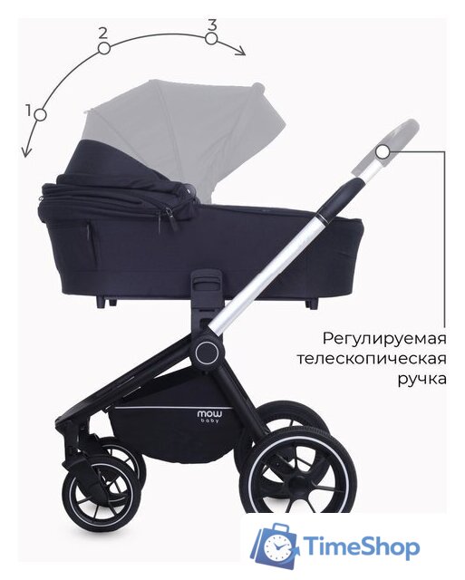 Универсальная коляска Rant MOWbaby Zoom PU (2 в 1, silver black) - Изображение №19 — Интернет-магазин Time-Shop