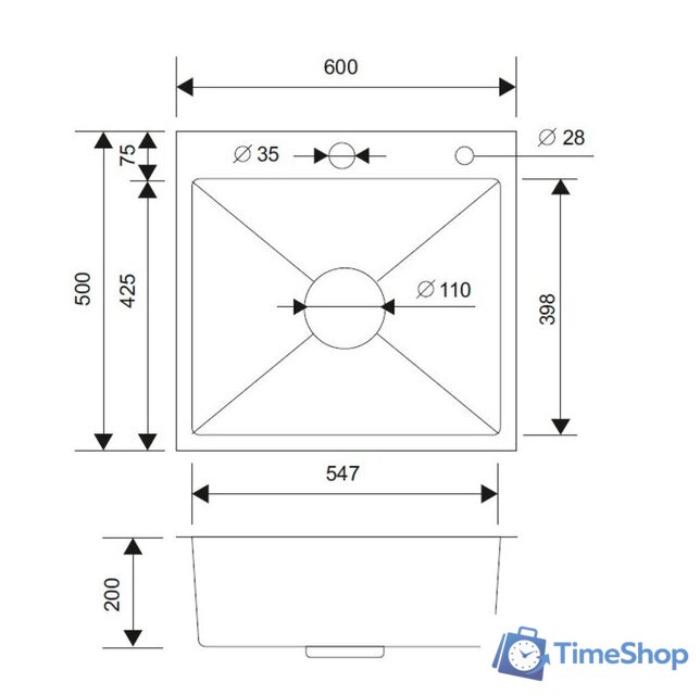 Кухонная мойка РМС MR-6050 (с корзиной и дозатором) - Изображение №2 — Интернет-магазин Time-Shop