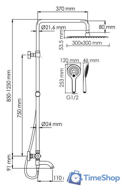 Душевая система  Wasserkraft A188.163.155.WM Thermo - Изображение №3 — Интернет-магазин Time-Shop