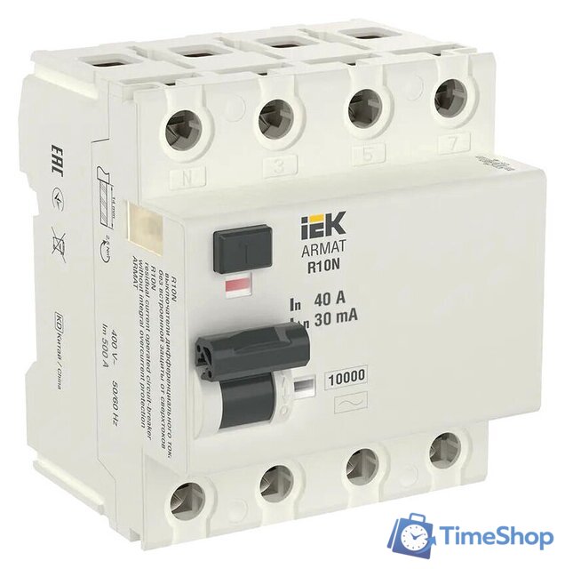 Дифференциальный автомат IEK 4P 40А 30мА тип AC AR-R10N-4-040C030 - Изображение №1 — Интернет-магазин Time-Shop