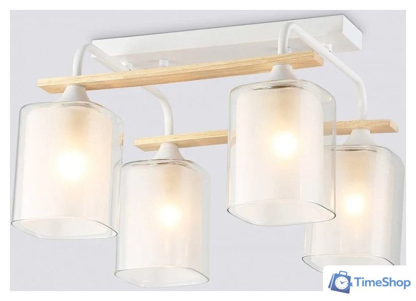 Люстра средней высоты Ambrella light TR3033246/4 WH/WD (белый/дерево) - Изображение №1 — Интернет-магазин Time-Shop