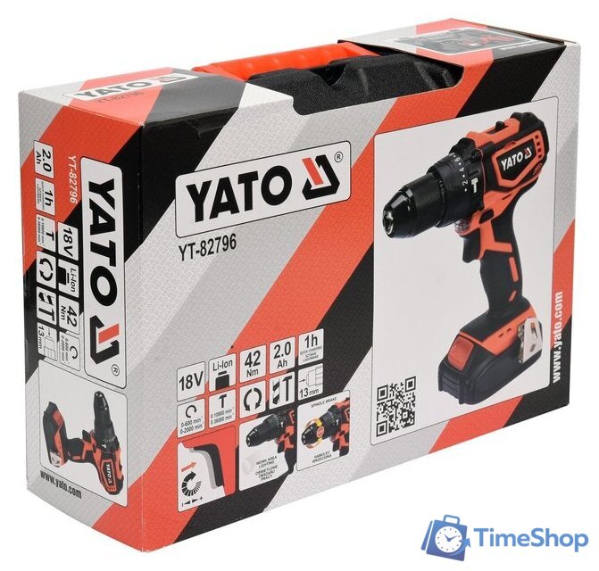 Ударная дрель-шуруповерт Yato YT-82796 (с 1-им АКБ, кейс) - Изображение №5 — Интернет-магазин Time-Shop