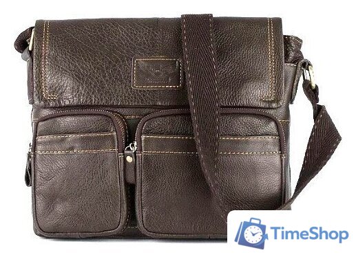 Мужская сумка Poshete 196-1260-6-DBW (коричневый) - Изображение №1 — Интернет-магазин Time-Shop