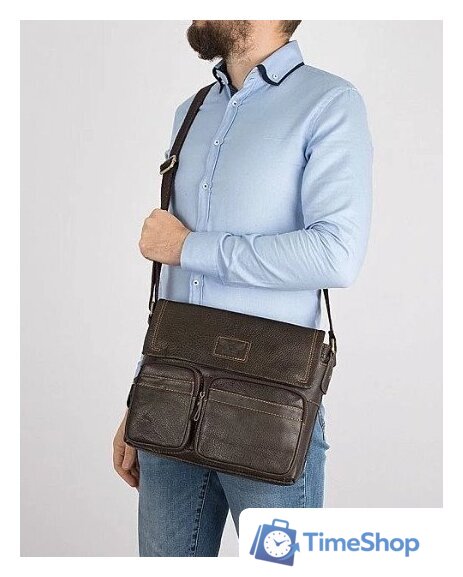Мужская сумка Poshete 196-1260-6-DBW (коричневый) - Изображение №9 — Интернет-магазин Time-Shop