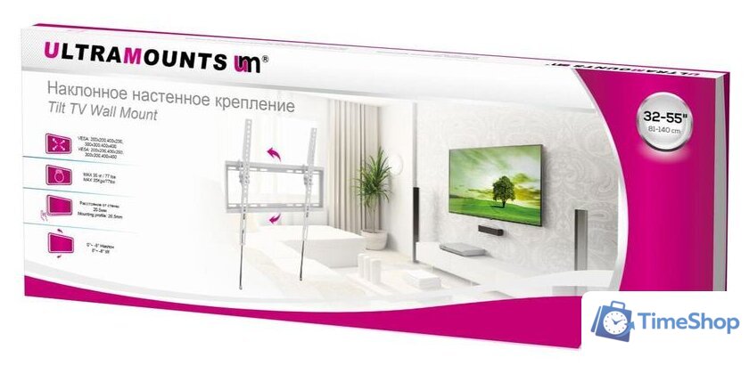 Кронштейн для телевизора Ultramounts UM832TW (белый) - Изображение №2 — Интернет-магазин Time-Shop