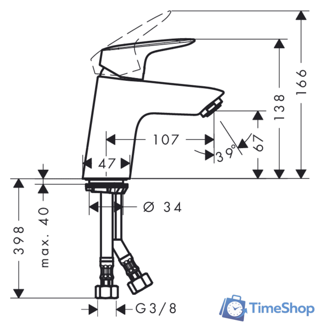 Смеситель Hansgrohe Logis 71071000 - Изображение №2 — Интернет-магазин Time-Shop
