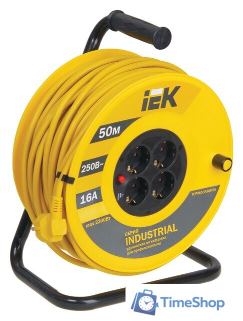 Удлинитель на катушке IEK УК50 WKP15-16-04-50 (50 м, желтый) - Изображение №1 — Интернет-магазин Time-Shop