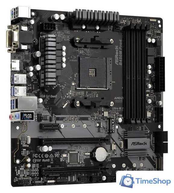 Материнская плата ASRock B450M Pro4 - Изображение №2 — Интернет-магазин Time-Shop