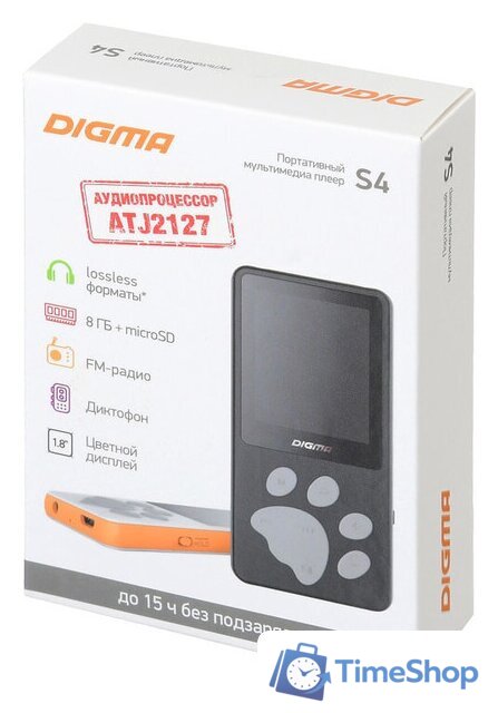 Плеер MP3 Digma S4 8GB (белый/оранжевый) - Изображение №8 — Интернет-магазин Time-Shop