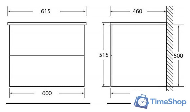  BelBagno Тумба под умывальник Etna-600-2C-SO-WO-P (rovere bianco) - Изображение №4 — Интернет-магазин Time-Shop