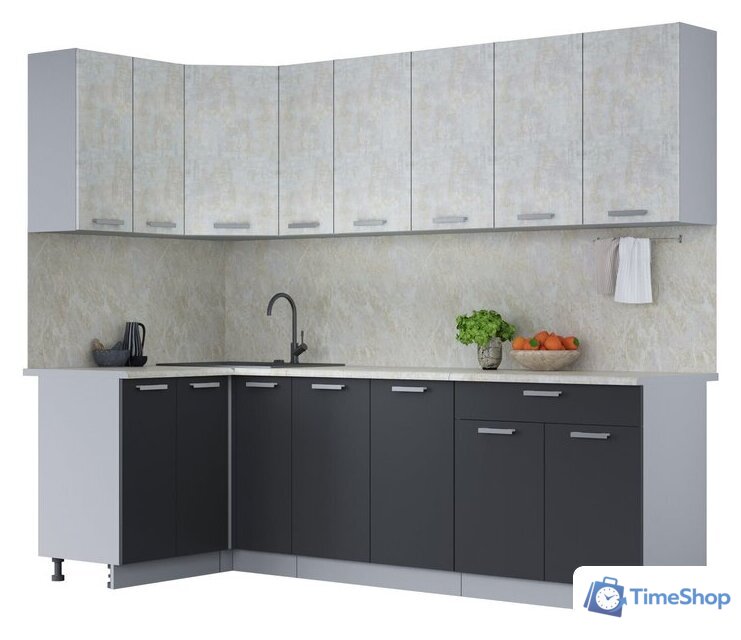 Готовая кухня Интерлиния Мила Лайт 1.2x2.5 (бетон лайт/антрацит/опал светлый) - Изображение №1 — Интернет-магазин Time-Shop
