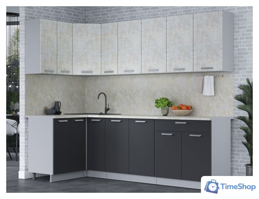 Готовая кухня Интерлиния Мила Лайт 1.2x2.5 (бетон лайт/антрацит/опал светлый) - Изображение №3 — Интернет-магазин Time-Shop