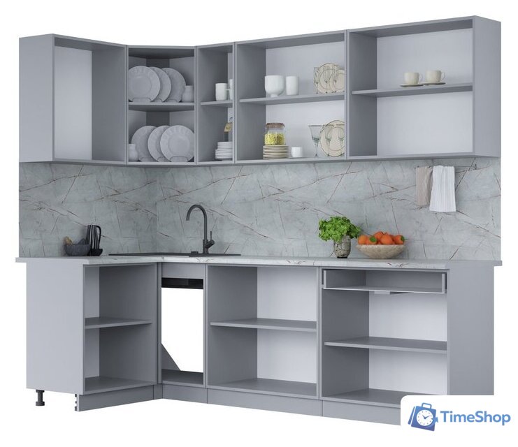 Готовая кухня Интерлиния Мила Лайт 1.2x2.5 (бетон лайт/антрацит/опал светлый) - Изображение №2 — Интернет-магазин Time-Shop