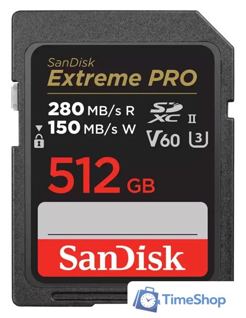 Карта памяти SanDisk Extreme PRO SDXC SDSDXEP-512G-GN4IN 512GB - Изображение №1 — Интернет-магазин Time-Shop