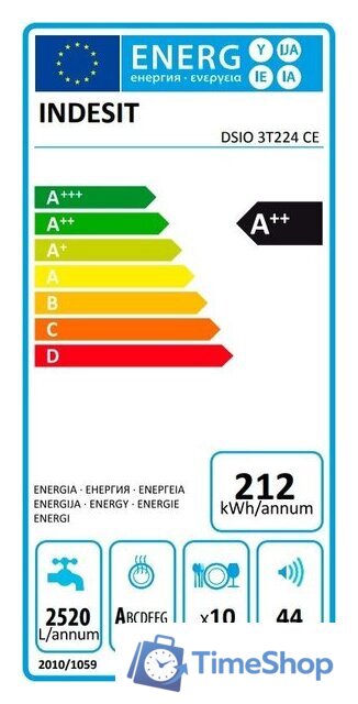 Встраиваемая посудомоечная машина Indesit DSIO 3T224 CE - Изображение №2 — Интернет-магазин Time-Shop
