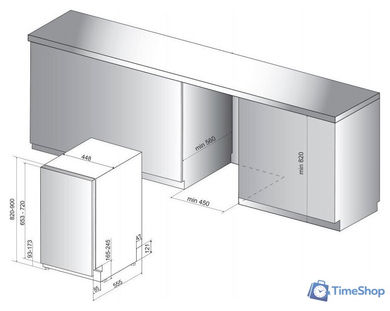 Встраиваемая посудомоечная машина Indesit DSIO 3T224 CE - Изображение №3 — Интернет-магазин Time-Shop