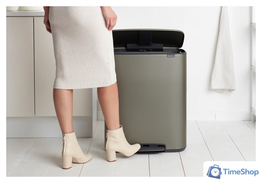 Мусорное ведро Brabantia Bo Pedal Bin 60 л (платиновый) - Изображение №10 — Интернет-магазин Time-Shop