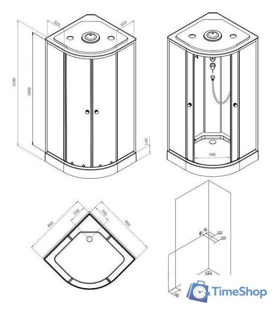 Душевая кабина AM.PM X-Joy 90x90 W94C-401-090BT - Изображение №15 — Интернет-магазин Time-Shop