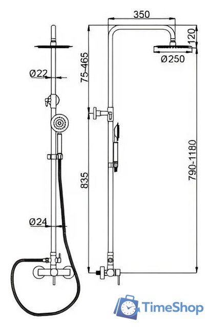 Душевая система  G.Lauf EZA16-A090 - Изображение №2 — Интернет-магазин Time-Shop