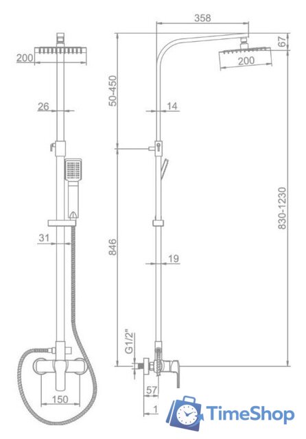 Душевая система  Ledeme L2458 - Изображение №2 — Интернет-магазин Time-Shop