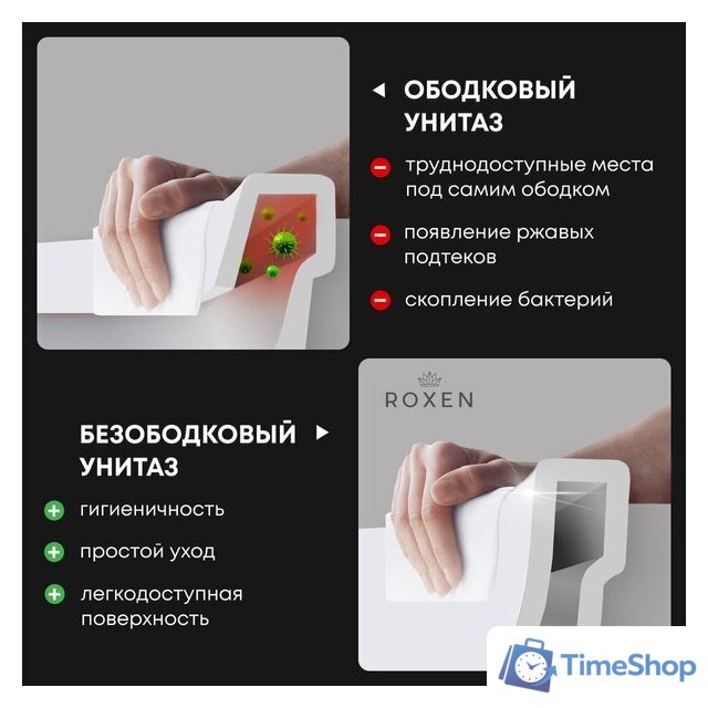 Унитаз подвесной Roxen Antares 530185-02 Rimless Soft Close - Изображение №11 — Интернет-магазин Time-Shop