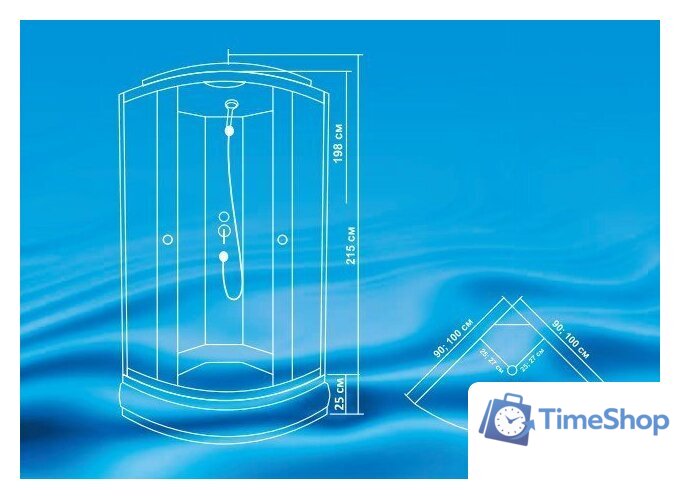 Душевая кабина Водный мир ВМ243 90x90 (черный мрамор) - Изображение №3 — Интернет-магазин Time-Shop
