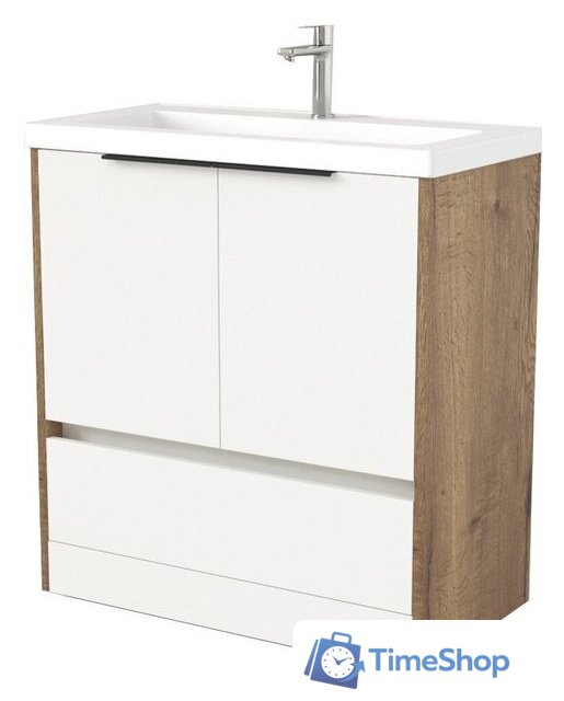  Дабер Тумба под умывальник 017 Тобага/Эридан 80 17.8Т.0.21Ч (дуб галифакс/белый/ручка черная) - Изображение №1 — Интернет-магазин Time-Shop