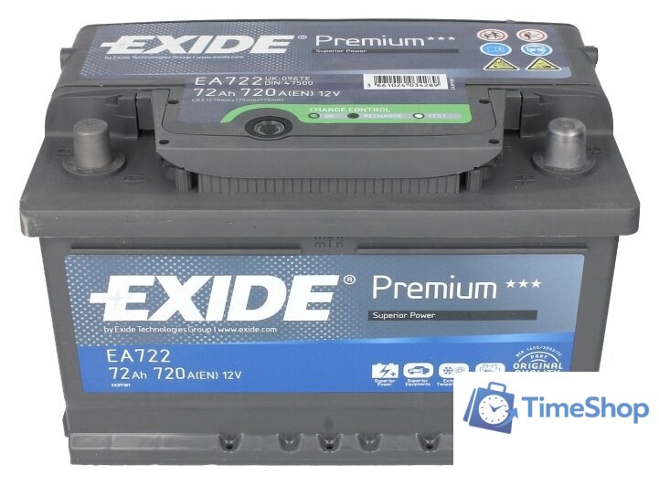 Автомобильный аккумулятор Exide Premium EA722 (72 А/ч) - Изображение №3 — Интернет-магазин Time-Shop