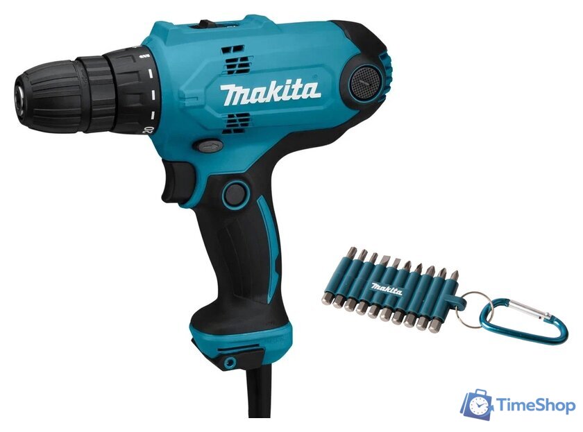 Дрель-шуруповерт Makita DF0300X3 (набор оснастки) - Изображение №1 — Интернет-магазин Time-Shop