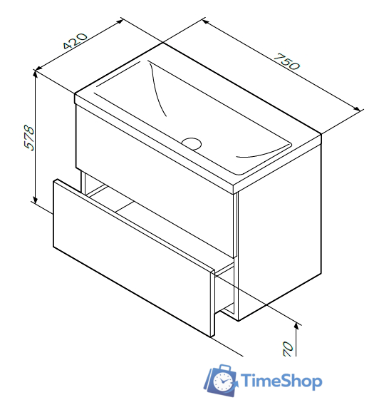 AM.PM Тумба под умывальник Gem 75 M90FHX07522WG (подвесной, белый) - Изображение №10 — Интернет-магазин Time-Shop