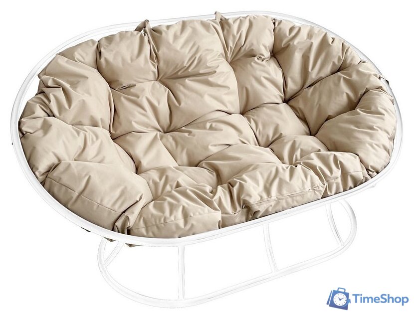 Садовый диван M-Group Мамасан 12100101 (белый/бежевая подушка) - Изображение №1 — Интернет-магазин Time-Shop