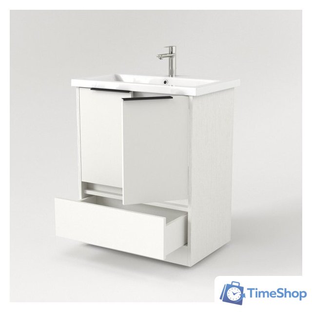  Дабер Тумба под умывальник 017 Cersanit Como 70 Т17.7С.0.5Ч (белый древесный/ручка черная) - Изображение №3 — Интернет-магазин Time-Shop