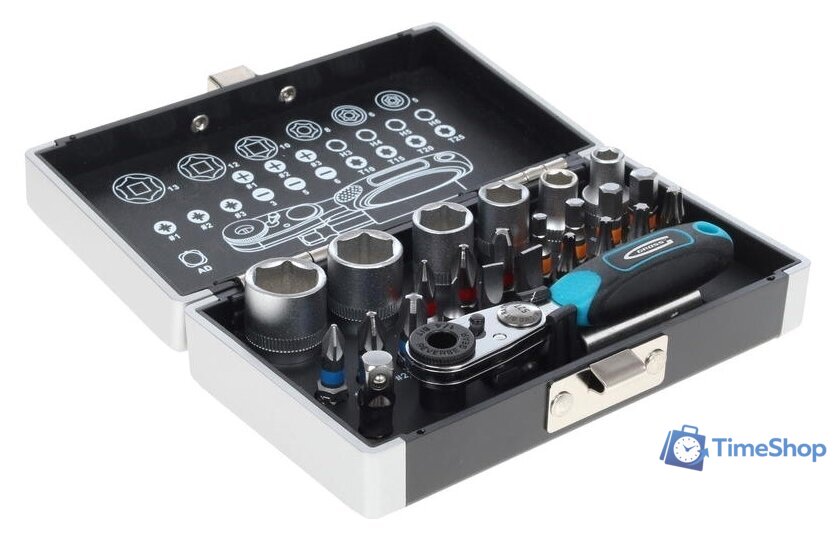 Набор трещотка с головками и битами GROSS 11361 (26 предметов) - Изображение №5 — Интернет-магазин Time-Shop