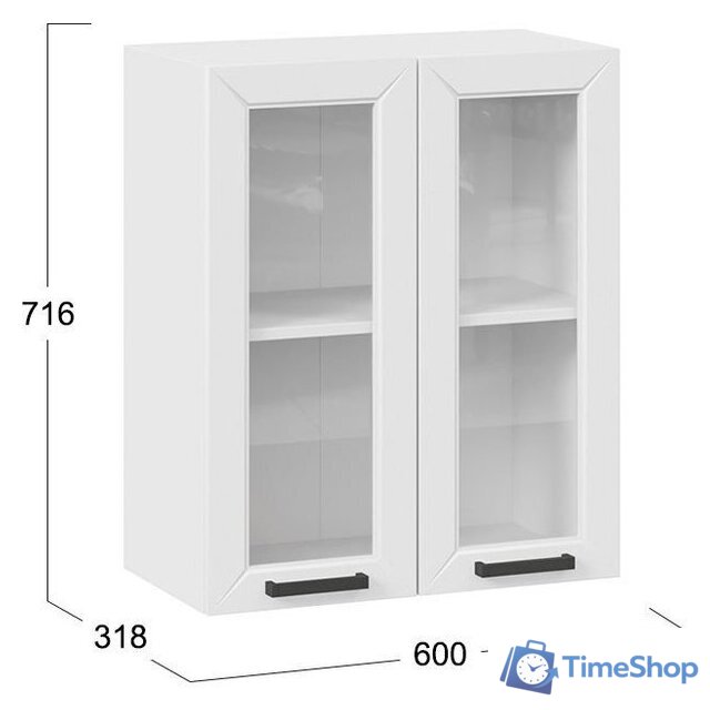 Шкаф навесной Трия Лорас 1В6С (белый/холст белый) - Изображение №3 — Интернет-магазин Time-Shop