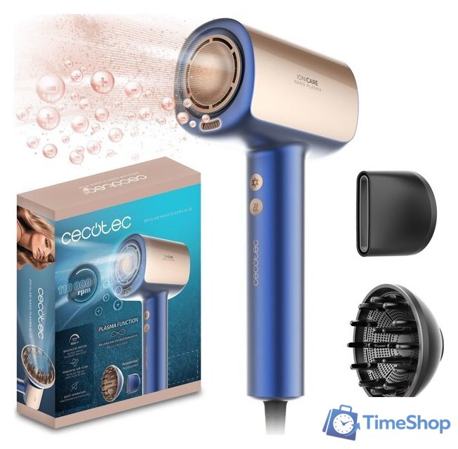 Фен Cecotec DryGlam Nano Plasma Blue A01_EU01_101439 - Изображение №1 — Интернет-магазин Time-Shop