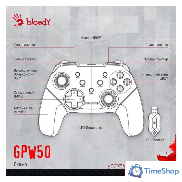 Геймпад A4Tech Bloody GPW50 (черный) - Изображение №9 — Интернет-магазин Time-Shop